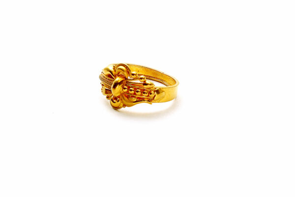 Classic Beaded Gold Band with Intricate Center Motif