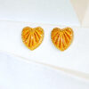 Radiant Heart-Shaped Sunray Gold Studs