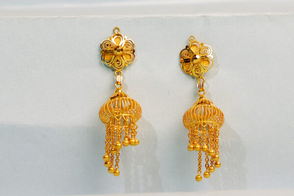 Exquisite Filigree Gold Jhumka Earrings