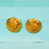 Exquisite Floral-Patterned Gold Stud Earrings