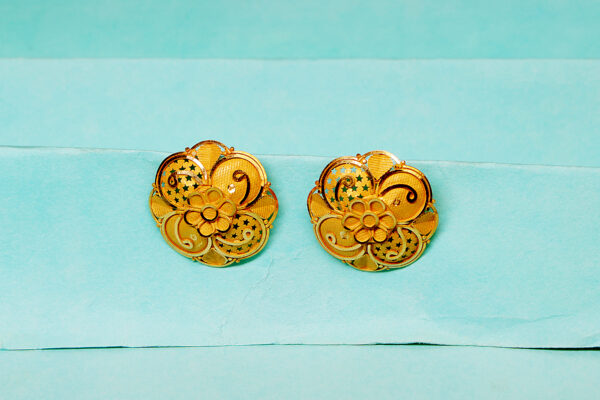 Exquisite Floral-Patterned Gold Stud Earrings