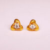 Elegant Tri-Point Gold Studs with Central Solitaire