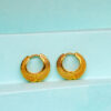 Textured Semi-Circular Gold Hoop Earrings