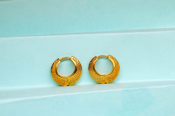 Textured Semi-Circular Gold Hoop Earrings