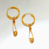 Elegant Textured Gold Hoop Dangler Earrings