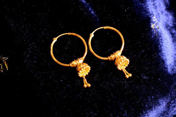 Traditional Gold Hoop Earrings with Jhumki Dangle