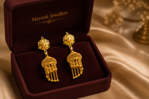 Exquisite Filigree Gold Jhumka Earrings
