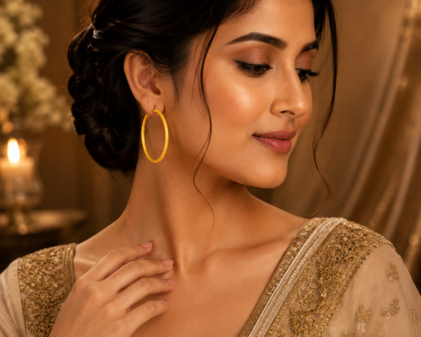 Classic Textured Gold Hoop Earrings