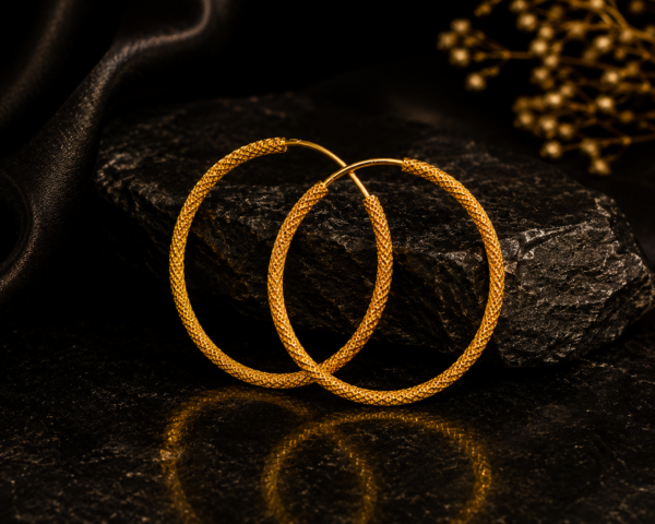 Classic Textured Gold Hoop Earrings
