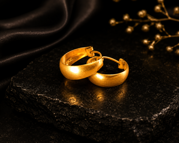 Classic Polished Gold Huggie Hoop Earrings
