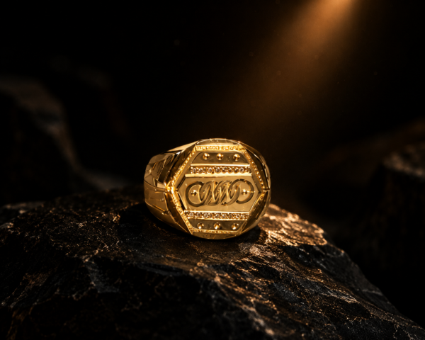 Luxury Custom Monogrammed Gold Statement Ring