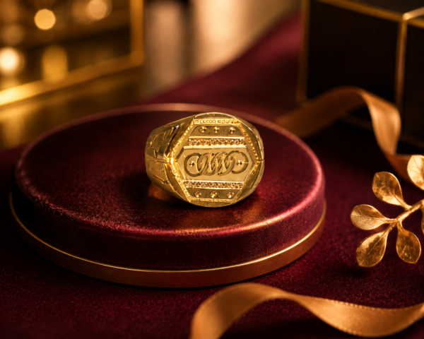 Luxury Custom Monogrammed Gold Statement Ring