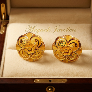 Exquisite Floral-Patterned Gold Stud Earrings