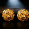 Exquisite Floral-Patterned Gold Stud Earrings
