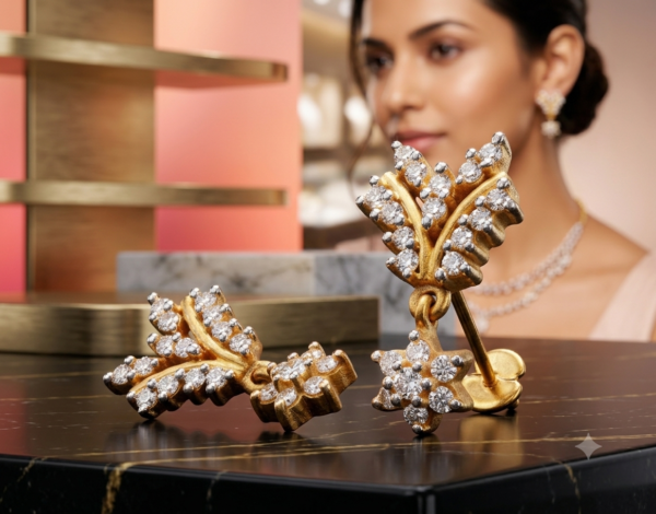 Exquisite Floral-Inspired Diamond Drop Earrings