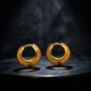 Textured Semi-Circular Gold Hoop Earrings