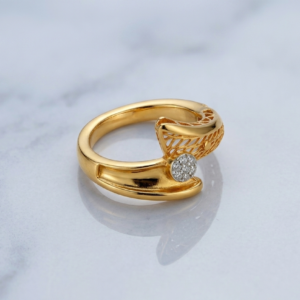 Gold Ring, Designer Gold Ring, Filigree Gold Ring, Stone Studded Ring, Modern Gold Jewelry, Women's Gold Ring, Daily Wear Ring, Contemporary Jewelry, Gift for Her, Stylish Gold Ring.