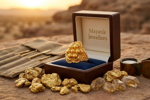Elegant Cluster Bead Gold Statement Ring