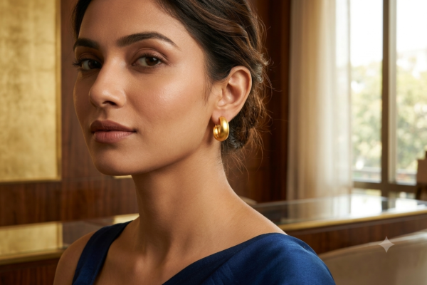 Classic Polished Gold Huggie Hoop Earrings