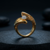 Gold Ring, Designer Gold Ring, Filigree Gold Ring, Stone Studded Ring, Modern Gold Jewelry, Women's Gold Ring, Daily Wear Ring, Contemporary Jewelry, Gift for Her, Stylish Gold Ring.