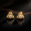 Elegant Tri-Point Gold Studs with Central Solitaire
