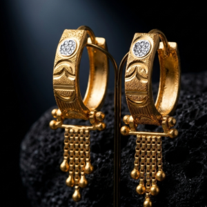 Exquisite Textured Gold Hoop Earrings with Cascading Bead Dangles