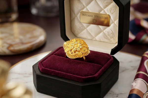 Radiant Floral Burst Gold Statement Ring