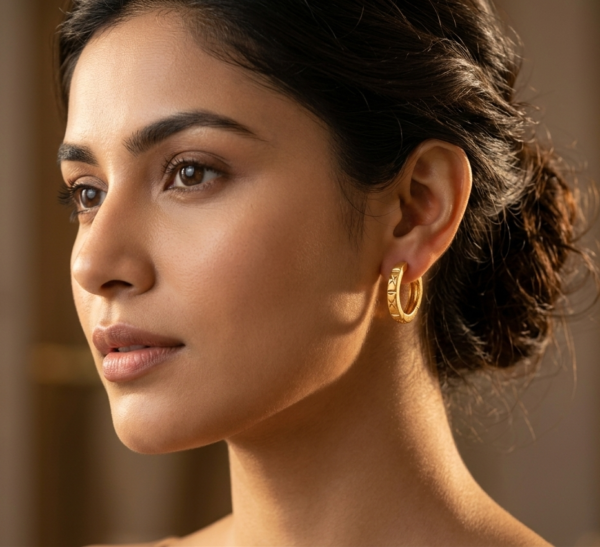 Classic Textured Gold Hoop Earrings