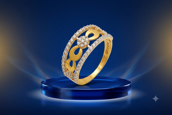 Elegant Infinity-Inspired Diamond-Studded Gold Band