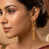 Elegant Hanging Bead Gold Hoop Earrings