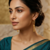 Elegant Hanging Bead Gold Hoop Earrings