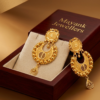 Traditional Crescent Moon Filigree Gold Drop Earrings