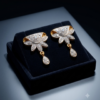 Elegant Lotus-Inspired Diamond Drop Earrings