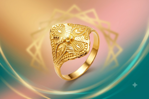 Traditional Floral Filigree Gold Statement Ring