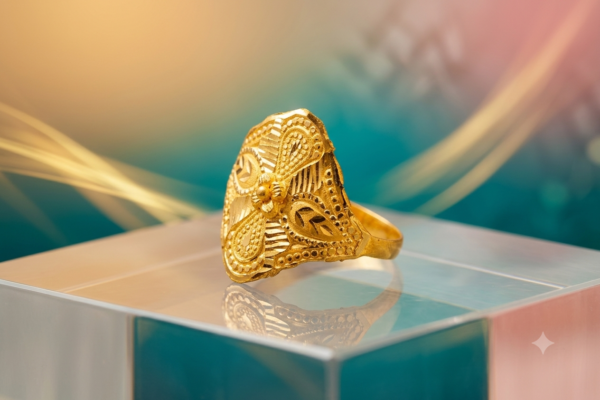 Traditional Floral Filigree Gold Statement Ring