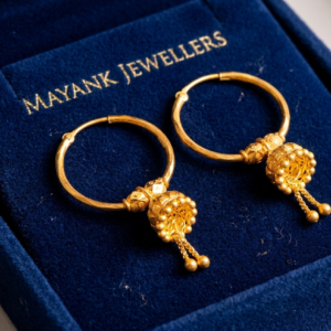 Traditional Gold Hoop Earrings with Jhumki Dangle