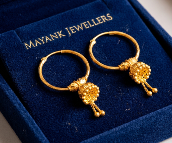 Traditional Gold Hoop Earrings with Jhumki Dangle