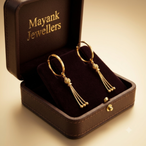 Elegant Hanging Bead Gold Hoop Earrings