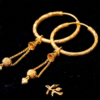Elegant Textured Gold Hoop Dangler Earrings