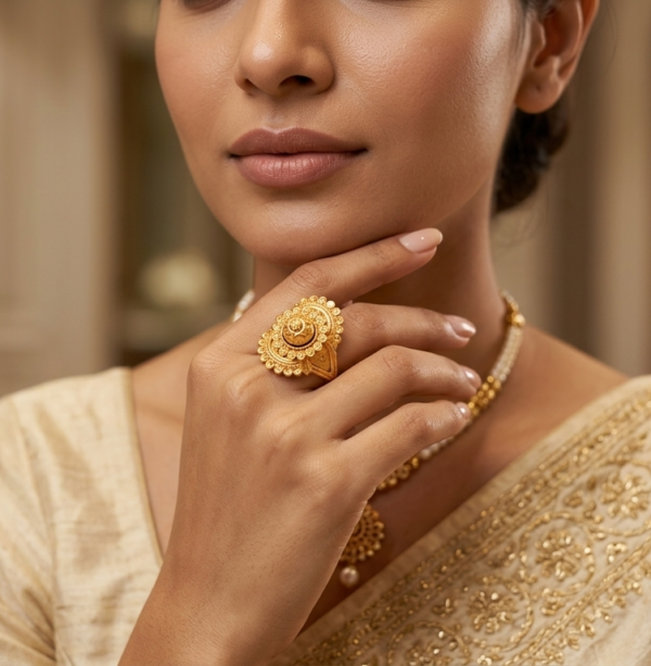 Exquisite Filigree Heritage Gold Ring