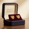 Radiant Heart-Shaped Sunray Gold Studs
