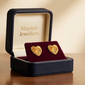 Radiant Heart-Shaped Sunray Gold Studs