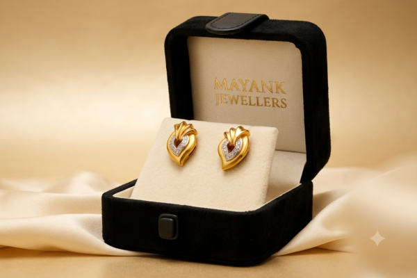 Elegant Teardrop-Inspired Two-Tone Gold Studs