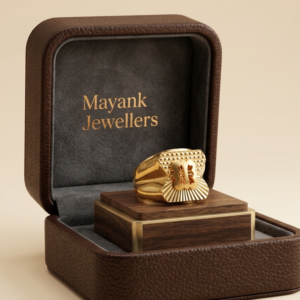 Artisan Monogrammed Textured Gold Ring