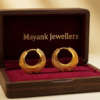 Textured Semi-Circular Gold Hoop Earrings