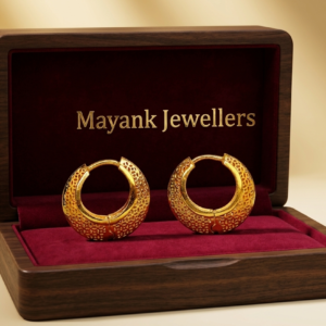 Textured Semi-Circular Gold Hoop Earrings