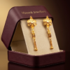 Exquisite Floral Design Gold Drop Earrings