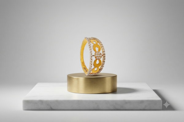 Elegant Infinity-Inspired Diamond-Studded Gold Band