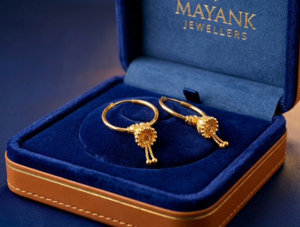 Traditional Gold Hoop Earrings with Jhumki Dangle