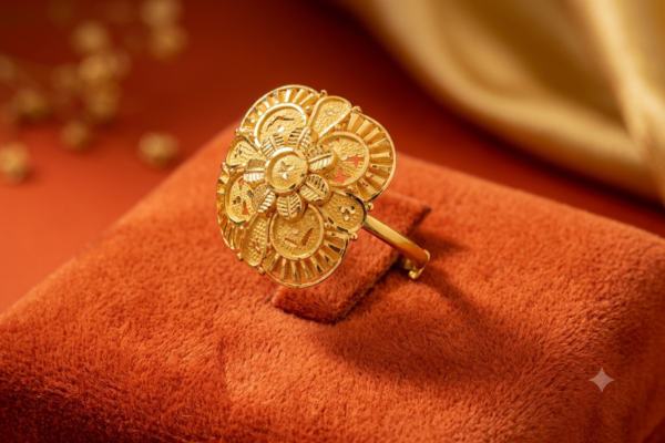 Radiant Floral Burst Gold Statement Ring